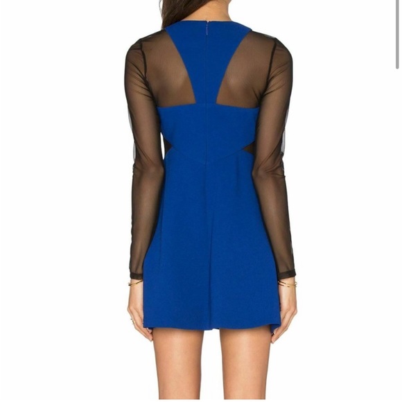 EUC BCBGENERATION Sweetheart Fit and Flare Skater dress mesh electric blue 4 - Picture 6 of 7